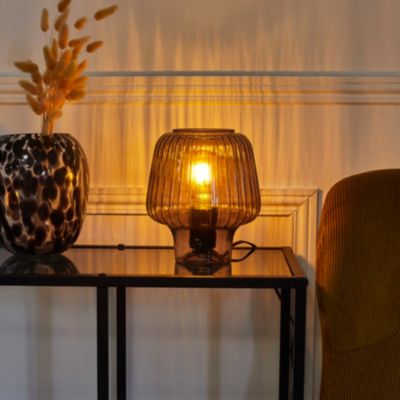 Lampe - HOME DECO FACTORY - Champignon - Verre - Noir fumé