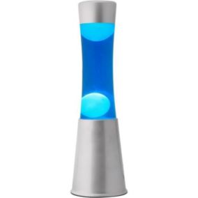 Lampe à Lave Rétro i-Total 40 cm - Base Argentée - Liquide Bleu - Cire Blanche