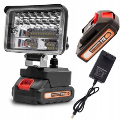 Lampe LED Sans Fil 4 - Tête Pivotante 180, 2 Niveaux de Luminosité, Batterie 21V Incluse, ABS Résistant