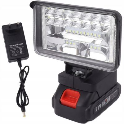 Lampe LED Sans Fil 4 - Tête Pivotante 180, 2 Niveaux de Luminosité, Batterie 21V Incluse, ABS Résistant