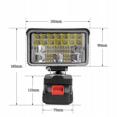 Lampe LED Sans Fil 4 - Tête Pivotante 180, 2 Niveaux de Luminosité, Batterie 21V Incluse, ABS Résistant