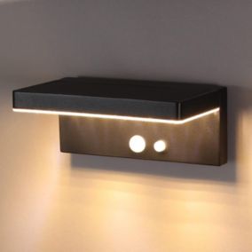 Lampe LED Solaire Extérieur avec Détecteur de Mouvement 3 Modes Étanche, Aluminium, Noir Classe énergétique G