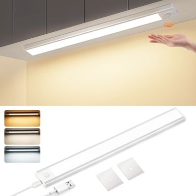 Lampe LED sous meuble NETTLIFE avec détecteur de mouvement, rechargeable par USB, 1 500 mAh, idéale pour un placard