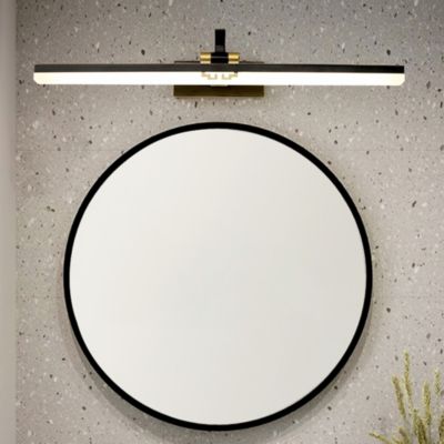 Lampe miroir murale orientable, Applique murale linéaire 72 cm pour salle de bain, Finition cuivre, noir, Corps en laiton