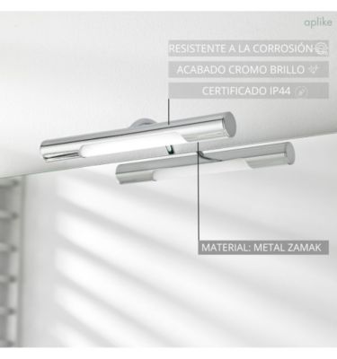 Lampe murale LED à crochets multiples pour miroir de salle de bain - Lumière blanche froide (5700K) - 28.4cm - Modèle haut