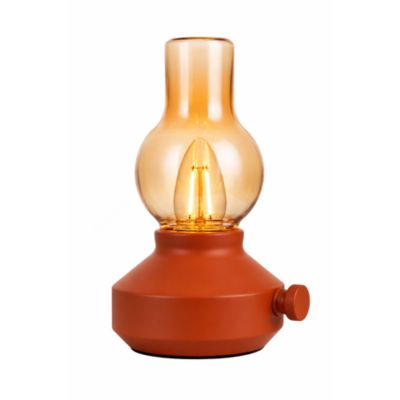 Lampe portable et rechargeable LED intégrée, en métal coloris brique et verre, H. 22 cm Hexagone Luciole