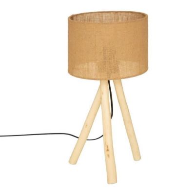 Lampe à poser - ATMOSPHERA - Seav - Trépied en bois de peuplier - Abat-jour en coton