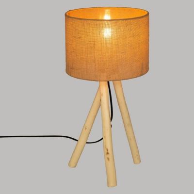 Lampe à poser - ATMOSPHERA - Seav - Trépied en bois de peuplier - Abat-jour en coton