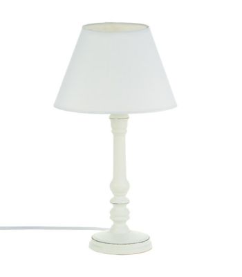 Lampe à poser en Bois Blanc patiné H 35 cm