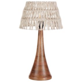 Lampe à poser en bois de manguier beige PELLEJAS