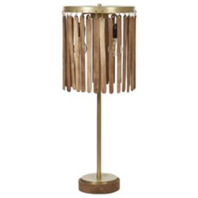 Lampe à poser en bois de manguier foncé et laiton SABARI