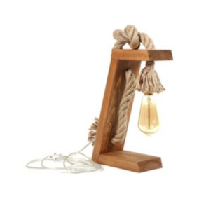 Lampe à poser en bois de sapin faite à la main - H. 35 cm - KARATAS