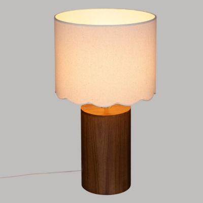 Lampe à poser en Bois et abat-jour Blanc dentelé  H 50 cm