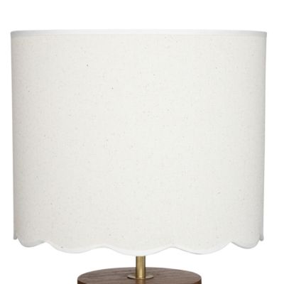 Lampe à poser en Bois et abat-jour Blanc dentelé  H 50 cm