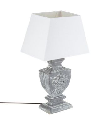 Lampe à poser en Bois Gris patiné H 54 cm