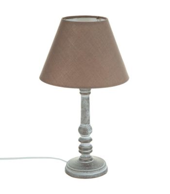 Lampe à poser en Bois Taupe patiné H 35 cm