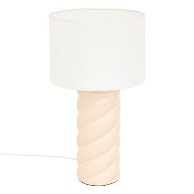 Lampe à poser en céramique Beige et abat-jour en coton Blanc H 44 cm