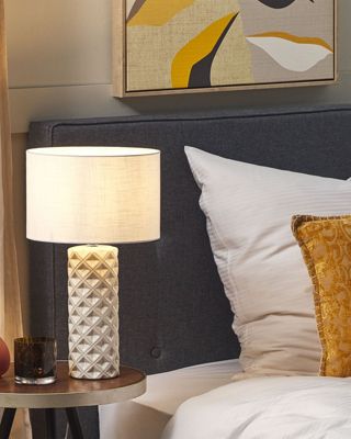 Lampe à poser en céramique beige et blanc BALONNE