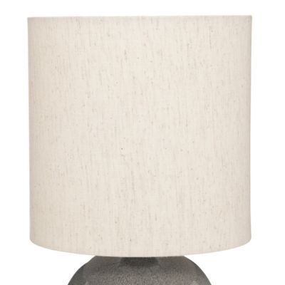 Lampe à poser en céramique Gris bleu et abat-jour coton H 28 cm