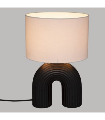 Lampe à poser en céramique Noire et abat-jour Blanc H 40.5 cm