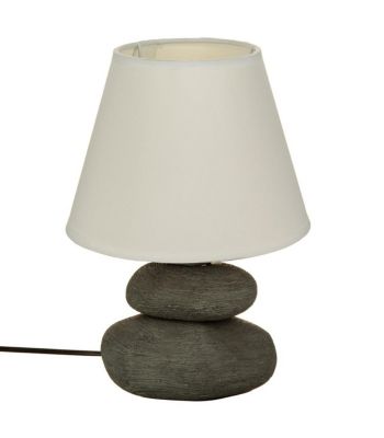 Lampe à poser en céramique striée forme galet H 30 cm