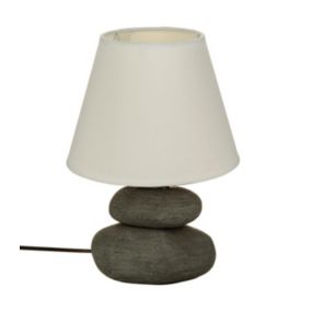 Lampe à poser en céramique striée forme galet H 30 cm