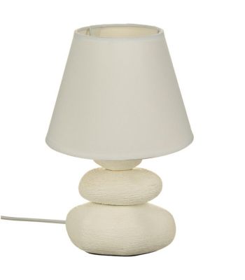 Lampe à poser en céramique striée forme galet H 30 cm