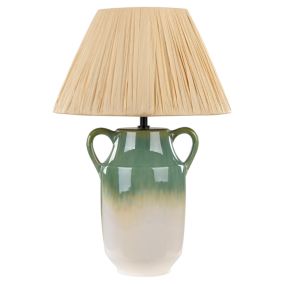 Lampe à poser en céramique vert et blanc 53 cm LIMONES