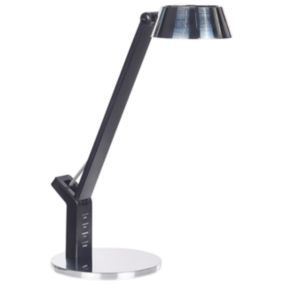 Lampe à poser en métal argenté à LED et port USB CHAMAELEON