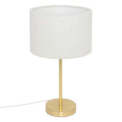 Lampe à poser en métal Doré et abat-jour en Bouclettes Blanches H 49 cm