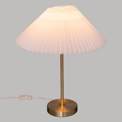 Lampe à poser en métal Doré et abat-jour en Coton plissé H 47 cm