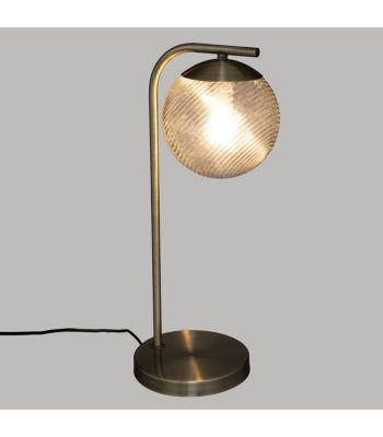 Lampe à poser en Métal Mordoré et Verre strié H 45 cm