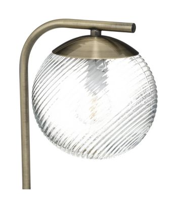 Lampe à poser en Métal Mordoré et Verre strié H 45 cm