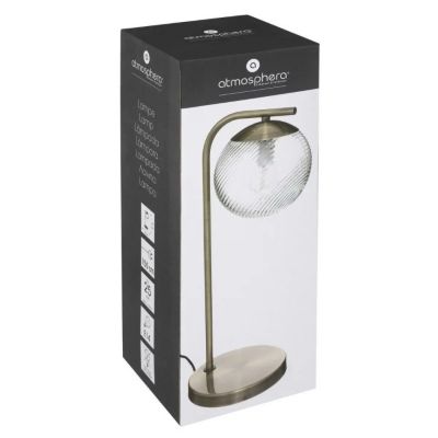 Lampe à poser en Métal Mordoré et Verre strié H 45 cm