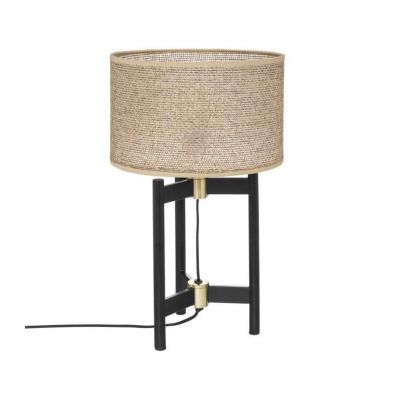 Lampe à poser en métal Noir et abat-jour Beige H 51 cm - ATMOSPHERA - Dimensions D. 30,5 x H. 51 cm