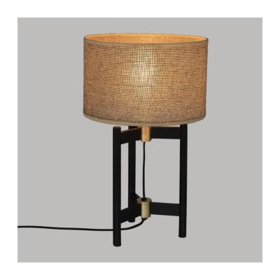 Lampe à poser en métal Noir et abat-jour Beige H 51 cm - ATMOSPHERA - Dimensions D. 30,5 x H. 51 cm