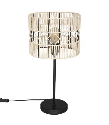 Lampe à poser en métal Noir et corde Beige H 47 cm