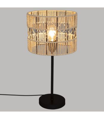 Lampe à poser en métal Noir et corde Beige H 47 cm