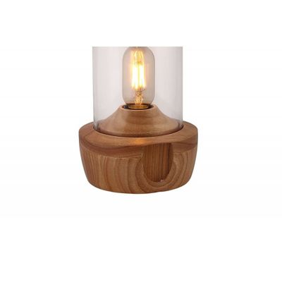 Lampe à poser en verre transparent et socle bois - GIRO