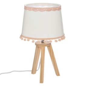 Lampe à poser enfant en bois Bohème - H. 32 cm - Blanc