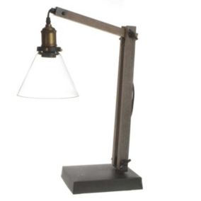 Lampe à Poser Métal & Bois 59cm Gris