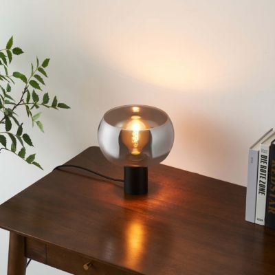 Lampe à poser moderne abat-jour verre fumé - Milan