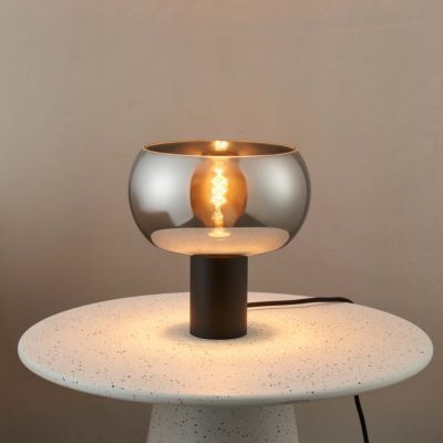 Lampe à poser moderne abat-jour verre fumé - Milan