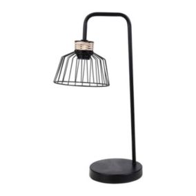 Lampe à poser - Ostaria - Lady - Métal et rotin - Noir