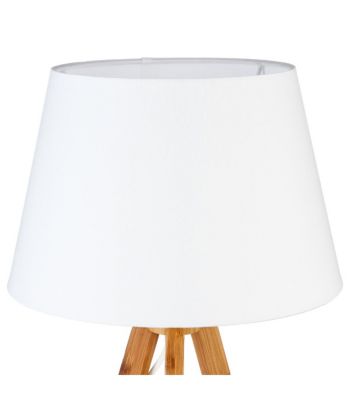 Lampe à poser Pied en Bambou et Abat-jour Blanc H 55 cm