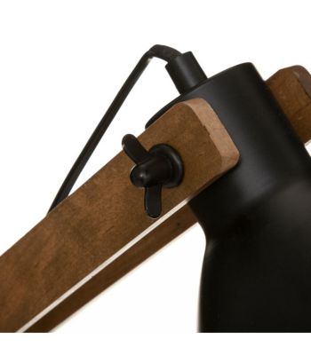 Lampe à poser Pied en Bois et Abat-jour en Métal Noir H 56 cm