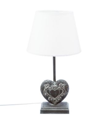 Lampe à poser Pied en bois forme Coeur H 49 cm