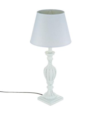 Lampe à poser Pied en Bois patiné Blanc H 55 cm