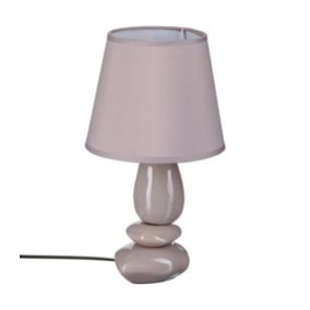 Lampe à poser pied en Céramique Abat-jour en Coton H 30 cm