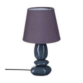 Lampe à poser pied en Céramique Abat-jour en Coton H 30 cm